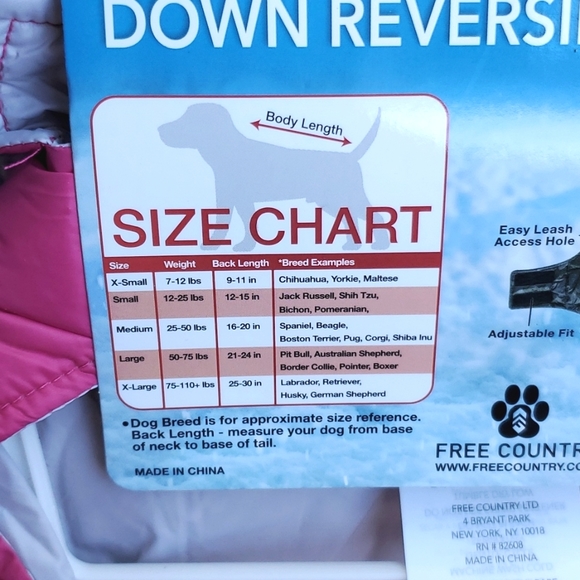 Dog Coat XS - Reversible, Down Filled -  Raspberry/Silver - Picture 3 of 4